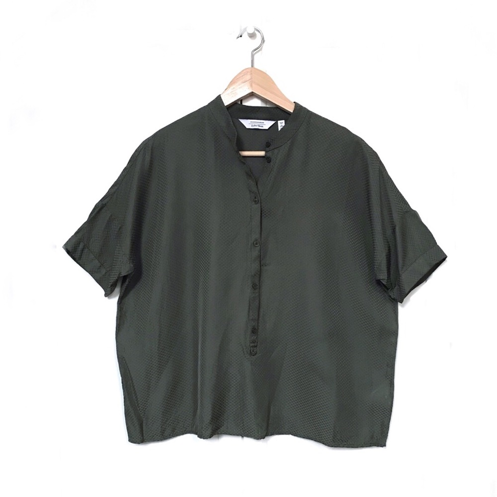 & Other Stories olive green mandarin collar blouse